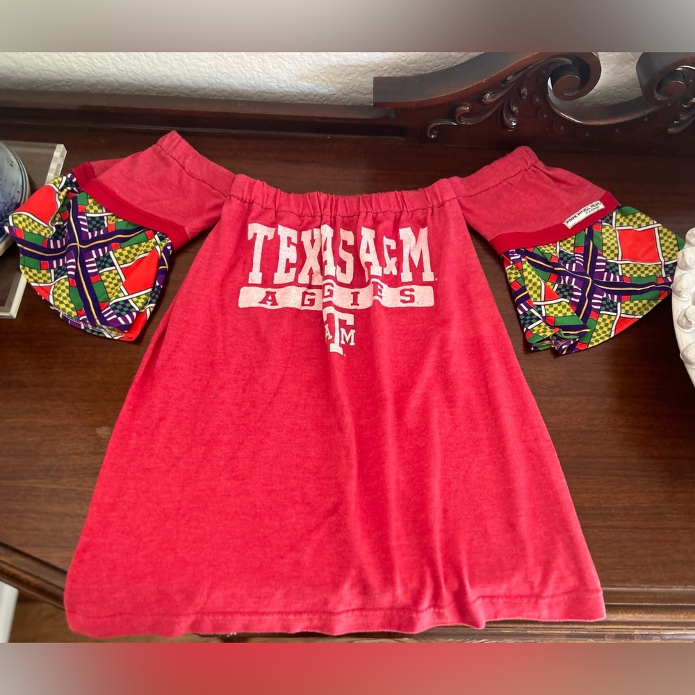 Poor Pitiful Pearl Texas A&M Aggies Reworked Red Off Shoulder Top